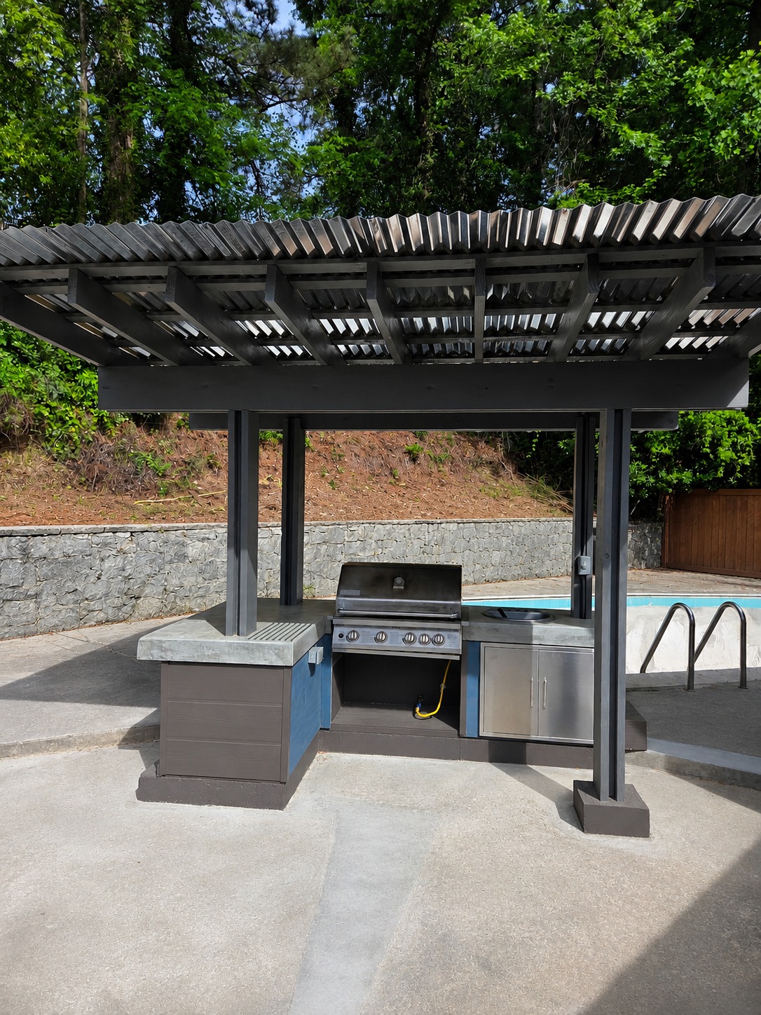 Completed outdoor kitchen and patio area
